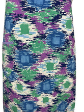 Load image into Gallery viewer, Original 1940's Hawkins of Preston CC41 Apron - Green, Purple, Navy and Pale Blue Abstract Print - Bust 34 36
