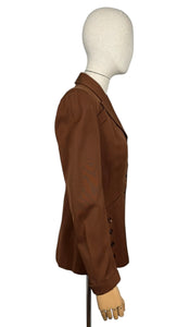 Original 1940's American Warm Brown Wool Jacket - Bust 36 38