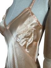 Load image into Gallery viewer, Original 1940’s CC41 Peach Coloured Satin Step In with Embroidery - Bust 34” *

