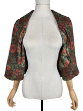 Load image into Gallery viewer, Original 1950's Cropped Cotton Jacket in Green, Brown and Rust Floral Print - Bust 34 35
