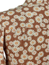 Load image into Gallery viewer, Original 1930's Brown Cotton Day Dress with Pretty Floral Print in Cream and Pink - Bust 32 *
