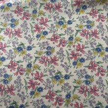 Load image into Gallery viewer, Original 1940&#39;s Cream, Blue, Pink, Green and Yellow Cotton Linen Dressmaking Fabric - 36&quot; x 140&quot;
