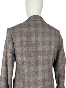 Original 1930’s Henry Page of Aylsham Ltd Brown Check Wool Double Breasted Jacket - Bust 36 38