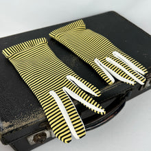 Load image into Gallery viewer, Original 1950&#39;s Black and Mustard Crimple Nylon Striped Gloves - Size 6 *
