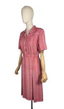 Load image into Gallery viewer, RESERVED FOR KAT DO NOT BUY Original 1940's Lightweight Wool Day Dress in Red and White Herringbone with Blue Stripe - Bust 38
