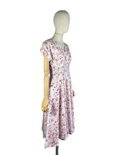 Load image into Gallery viewer, Original 1950's Dress and Jacket Set in White with Pink and Black Floral and Paste Trim - Bust 34 35
