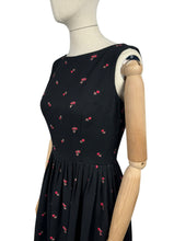 Load image into Gallery viewer, Original 1950&#39;s SABA Jrs of California Black Backless Dress with Rose Embroidery - Bust 34 *
