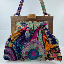 Load image into Gallery viewer, Original Early 20th Century Wool Embroidered Bag with Wooden Frame
