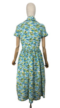 Load image into Gallery viewer, Original 1950's Roy Freres Green, Blue, White and Black Abstract Print Day Dress - Bust 36 38
