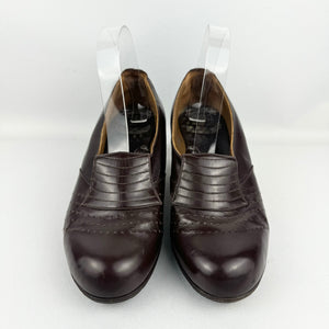 Original 1940’s Chocolate Brown Leather Shoes - UK Size 5 5.5