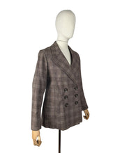 Load image into Gallery viewer, Original 1930’s Henry Page of Aylsham Ltd Brown Check Wool Double Breasted Jacket - Bust 36 38
