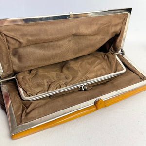 Original 1940’s Chocolate Brown Clutch Bag with Bakelite Clasp