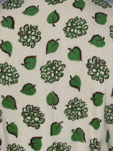 Load image into Gallery viewer, Original 1940&#39;s White and Green Belted Linen Day Dress with Leaf Print - Bust 34 36*
