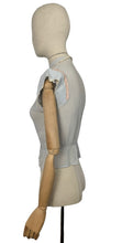 Load image into Gallery viewer, Original 1940&#39;s 1950&#39;s Powder Blue Sheer Chiffon Blouse with Pretty Lace Trim - Bust 32 33 *
