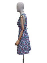 Load image into Gallery viewer, Original 1940's Blue, Pink and White Floral Print Cotton Apron - Great Chore Dress - Would Make A Great Summer Dress - Bust 36 38
