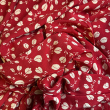 Load image into Gallery viewer, Original 1930’s Pure Silk Dressmaking Fabric in Red and Off-White Tulip Print - 34” x 150” *
