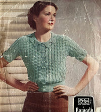 Load image into Gallery viewer, 1930’s Reproduction Lace Cardigan in Sea Foam Green Wool - Bust 36 38
