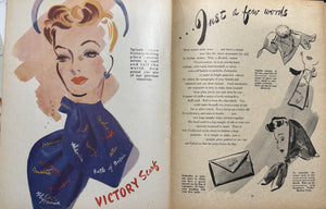 Original 1940's 1948 Dated White Artificial Silk Scarf with Vibrant Embroidered Signatures
