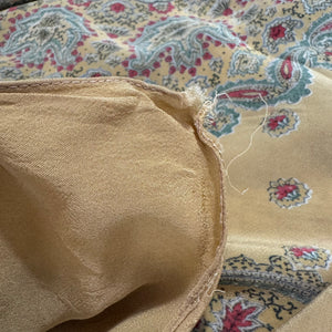 1940's Scarf in Mustard, Black, Red and Blue Silk Crepe - Great Headscarf