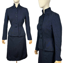 Load image into Gallery viewer, Original 1940&#39;s Black and Blue Wool Suit by Styled by Swansdown New York - Bust 34
