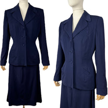 Load image into Gallery viewer, Original 1940&#39;s Navy Medium Weight Wool Suit by FORSTMANN - Bust 38 *
