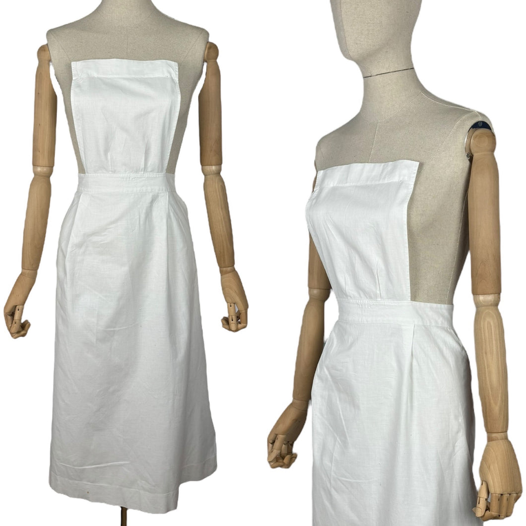 Vintage White Cotton Nurses Uniform Apron - No.2