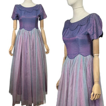 Load image into Gallery viewer, Original 1950&#39;s Purple and Pink Net Evening Dress with Scallop Detail - Bust 32 *

