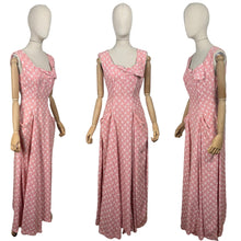 Load image into Gallery viewer, Original 1950&#39;s Pink and White Cotton Full Length Evening Dress with Pockets - Bust 36 *
