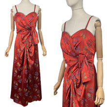 Load image into Gallery viewer, Original 1950&#39;s Flame Red Evening Dress by Lee Delman - Bust 38 39
