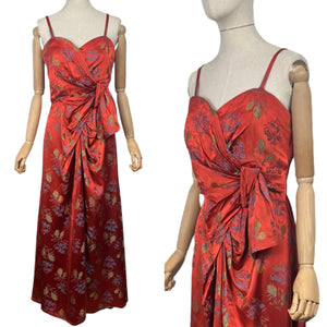 Original 1950's Flame Red Evening Dress by Lee Delman - Bust 38 39