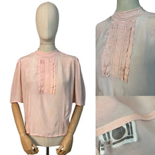 Load image into Gallery viewer, Original 1940&#39;s 11011 Flesh Coloured Silk Button Back Blouse with Jabot Front - Bust 36 38
