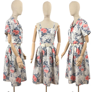 1950's Horrockses Belted Dress and Bolero Set with Pockets - Bust 34"  Waist 25" *