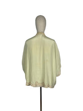 Load image into Gallery viewer, Original 1920&#39;s 1930&#39;s Bourne and Hollingsworth Pale Green Pure Silk Bed Jacket With Tambour Lace Detail and Ribbon Tie - Bust 34&quot; 36&quot; 38&quot; 40&quot;
