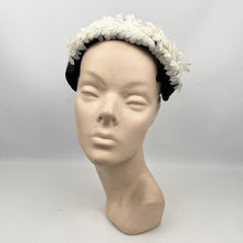 Load image into Gallery viewer, Original 1950&#39;s Black and White Half Hat with Flowers by Jacoll
