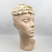 Load image into Gallery viewer, Original 1950&#39;s Cream Floral Summer Hat - Great Wedding Hat
