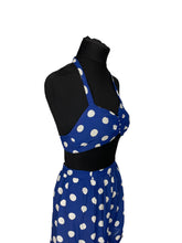 Load image into Gallery viewer, Original 1940&#39;s Blue and White Polka Dot Belted Dress and Matching Shorts and Top Playsuit - Bust 34 *
