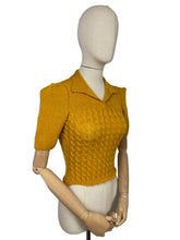 Load image into Gallery viewer, 1940&#39;s Reproduction Twisted Cable and Rib Jumper in Mustard Pure Wool - Bust 32 33 34
