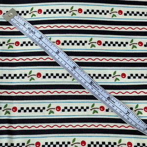 Recipe for Friendship by Moda - Black and White Stripes with Cherries - 100% Cotton Dressmaking Fabric - 42" x 76"