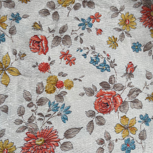 Original 1950's Fine Cotton Floral Print Fabric with Roses - 46" x 60"