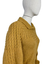 Load image into Gallery viewer, 1930&#39;s Reproduction Hand Knitted Long Sleeved Cable Jumper in Mustard Using Beautifully Soft Alpaca - Bust 34 36 38
