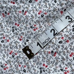 White Cotton Dressmaking Fabric with White and Red Teeny Cherries Print - 34" x 68"