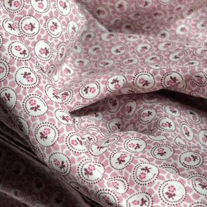 Original 1930's Dusky Pink Cotton Dressmaking Fabric with White and Burgundy Teeny Floral Print - 36" x 110"