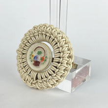 Load image into Gallery viewer, Original 1940&#39;s White Wartime Make Do and Mend Brooch with Glass Flower Button Middle

