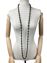 Load image into Gallery viewer, Gorgeous Vintage French Jet Flapper Length Necklace - Inky Black Glass Beads
