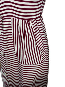 Original 1940’s CC41 Burgundy and White Floppy Cotton Day Dress with Pockets - Bust 36