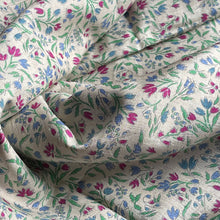 Load image into Gallery viewer, RESERVED FOR HANNI Original 1930&#39;s Pure Silk Dressmaking Fabric - White with Floral in Magenta, Blue and Green - 33&quot; x 116&quot;
