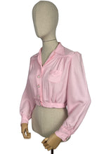 Load image into Gallery viewer, Original 1940&#39;s Pale Pink Long Sleeved Blouse with Neat Collar - Bust 34 35
