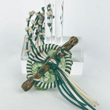 Load image into Gallery viewer, Original 1940&#39;s White and Green Wartime Make Do and Mend Brooch with Flower Cluster Centre
