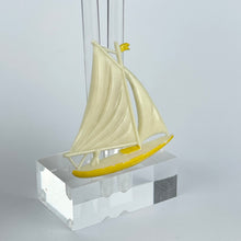 Load image into Gallery viewer, Original 1940&#39;s 1950&#39;s Yellow and White Sailing Boat Brooch - Charming Yacht Brooch
