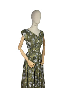 Original 1950’s Floral Cotton Belted Day Dress with Full Circle Skirt - Bust 36 38 *